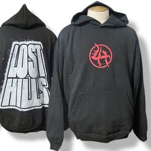Lost Hills Logo Heavyweight Black DS Hoodie Pullover Made in USA Adult XL